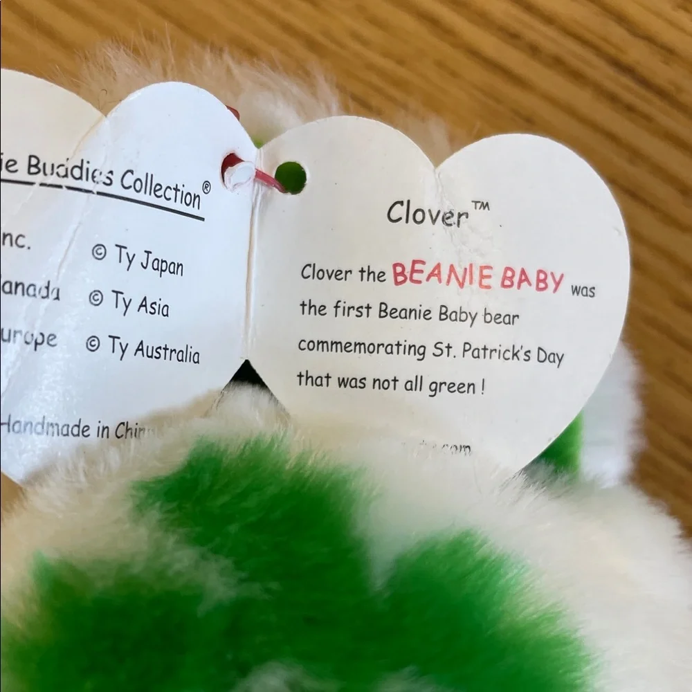 Ty Shamrock Bear - White and Green - Picture 3 of 3